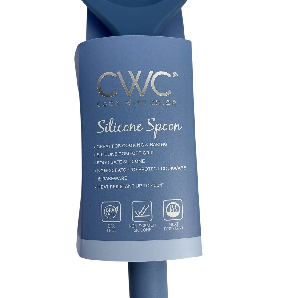 CWC Cook With Color Silicone Spoon Blue BPA Free Heat Resistant Kitchen Utensil - Picture 4 of 6